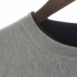 LOOPWHEELER トレーナー スウェット プルオーバー ロゴ刺繍 リバーシブル 長袖 L 紺 ネイビー グレー