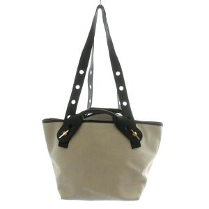Sophie Hulme ショルダーバッグ ハンドバッグ 2way ポーチ付き キャンバス レザー ベージュ 黒 ブラック