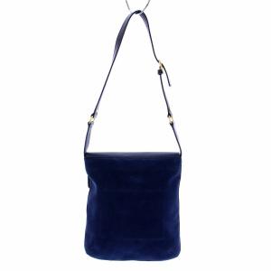 TORY BURCH ワンショルダーバッグ スエード レザー 切替 ゴールド金具 紺 ネイビー