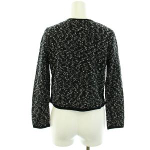 PAULE KA カーディガン ボレロ ニット ツイード ウール混 長袖 ショート丈 S 黒 ブラック 白 ホワイト