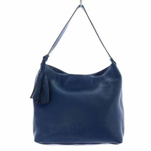 ワンショルダーバッグ レザー タッセル 青 ブルー