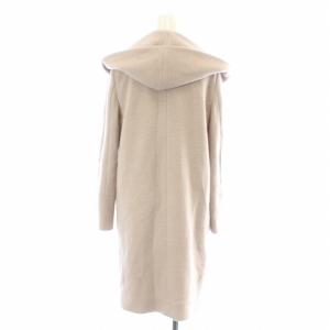 ANAYI ガウンコート フード ウール ロング 36 S ピンクベージュ