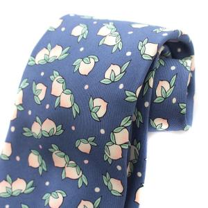 HERMES ネクタイ シルク100% 桃 青 ブルー