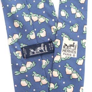 HERMES ネクタイ シルク100% 桃 青 ブルー