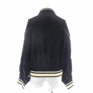 MIHARA YASUHIRO スカジャン ブルゾン ジャケット ジップアップ ショート丈 刺繍 F 黒 ブラック 白 ホワイト