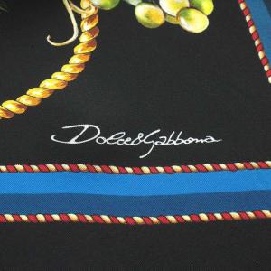 DOLCE&GABBANA スカーフ 果物柄 シルク 絹 マルチカラー 黒 ブラック 青 ブルー 赤 レッド