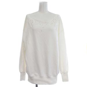 スウェット トレーナー カットレース 花柄 40 M 白 ホワイト
