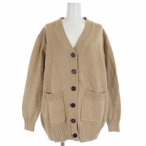 ニットカーディガン ミドル丈 ポケット 長袖 XS 茶 ブラウン