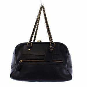 J&M DAVIDSON チェーンショルダーバッグ ボストンバッグ レザー 黒 ブラック