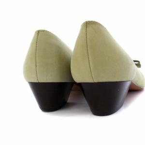 Salvatore Ferragamo ヴァラ スエード パンプス ローヒール 6C 23.5cm 緑 グリーン
