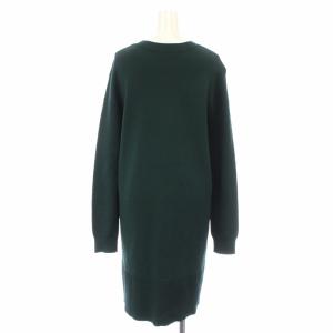 UN3D. ワンピース ひざ丈 ニット クルーネック 長袖 F 緑 グリーン