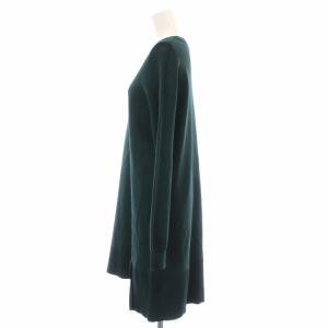 UN3D. ワンピース ひざ丈 ニット クルーネック 長袖 F 緑 グリーン