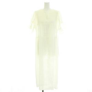 近年モデル ワンピース スキッパー パフスリーブ 五分袖 麻 リネン 刺繍 ロング マキシ 11 L 白 ホワイト