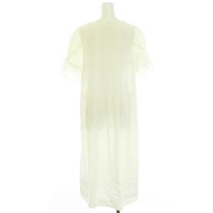 Leilian 近年モデル ワンピース スキッパー パフスリーブ 五分袖 麻 リネン 刺繍 ロング マキシ 11 L 白 ホワイト