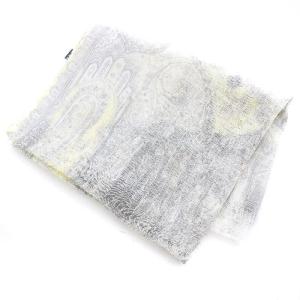 ETRO ストール スカーフ 薄手 ペイズリー柄 シルク混 リネン 麻 グレー