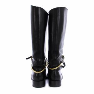 SARTORE ロングブーツ ジョッキーブーツ チャンキーヒール レザー 37.5 24.5cm 黒 ブラック SR1035A