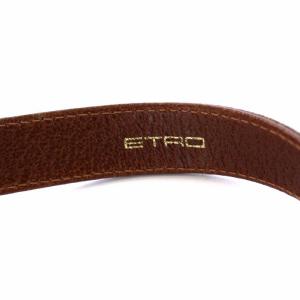 ETRO ペイズリー柄 レザーベルト 革ベルト 65 茶 ブラウン