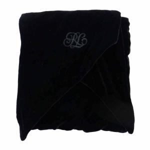 Ralph Lauren COLLECTION ストール マフラー ベロア シルク混 ロゴ刺繍 黒 ブラック