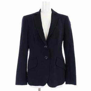 ARMANI COLLEZIONI スーツ セットアップ 上下 テーラードジャケット シングル スラックスパンツ ロング ウール 38 XS 紺 ネイビー