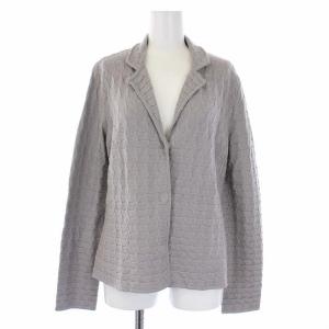 ニットカーディガン 長袖 総柄 ウール 42 L グレー タグ付き