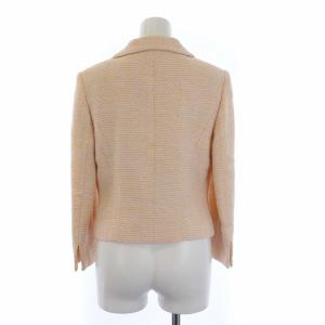 Harrods ツイード スーツ セットアップ 上下 ステンカラージャケット ひざ丈スカート 2 M ピンク ベージュ