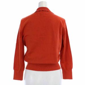 AGNONA ニット カットソー Vネック 襟付き ベルト 長袖 42 L オレンジ