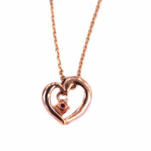 4℃ ネックレス ペンダント K10 ルビー ハート ストーン ピンクゴールド