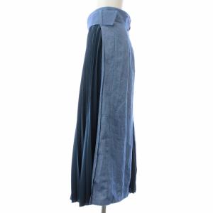 Diagram GRACE CONTINENTAL 20SS プリーツスカート ロング ミモレ フレア デニム ベルト 切替 36 S 紺 ネイビー 青 ブルー