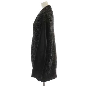 alexanderwang Heather Wool Cardigan Leather Sleeve カーディガン ニット 羊革 ラムレザー XS グレー