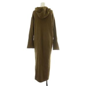 AMERICANA ワンピース ミモレ ロング フード サイドジップ 長袖 コットン 茶 ブラウン