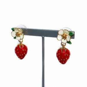 kate spade new york ピアス スタッド 両耳 苺 ストロベリー 花 フラワー 赤 レッド 緑 グリーン 白 ホワイト
