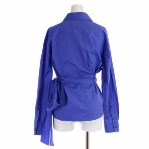 HUGO BOSS BOSS ブラウス シャツ コットン スキッパー リボン 長袖 FR34 S 青 ブルー