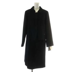 スーツ セットアップ 上下 ジャケット フレアスカート ひざ丈 ウール 大きいサイズ 13 L 紺 ネイビー