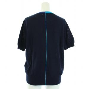 PAUL SMITH カーディガン ニット ハイゲージ 半袖 リネン混 XL 紺 ネイビー