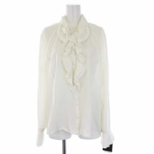 Leilian ブラウス シャツ 長袖 フリル レース 15+ XXL 大きいサイズ 白 オフホワイト