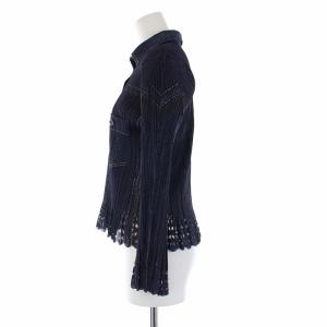 PLEATS PLEASE ISSEY MIYAKE デニム転写 プリーツシャツ 4 紺