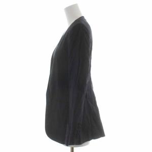 Theory ノーカラージャケット 麻 リネン 0 S 紺 ネイビー