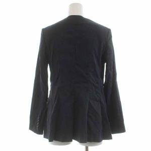 Theory ノーカラージャケット 麻 リネン 0 S 紺 ネイビー