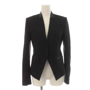 HUNTINGTON LANAI LCK カラーレスジャケット フォーマル ストレッチ レザー やぎ革 切替 0 S 黒 ブラック