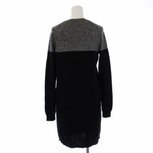 Theory LOFTY CASHIMERE JAIDYN MBD ニット ワンピース ひざ丈 長袖 バイカラー カシミヤ S グレー 黒