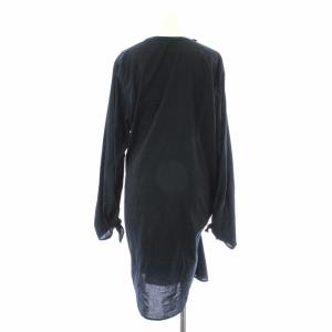 ANN DEMEULEMEESTER ワンピース ひざ丈 フレア 長袖 りぼん 38 M 黒 ブラック