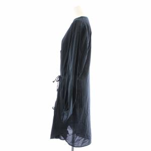 ANN DEMEULEMEESTER ワンピース ひざ丈 フレア 長袖 りぼん 38 M 黒 ブラック