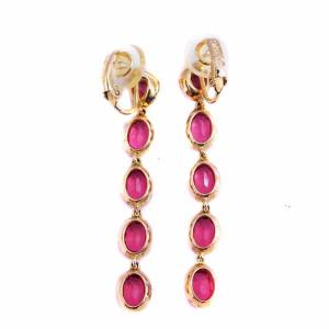 SWAROVSKI イヤリング 5連 クリスタル イエローゴールド色 ピンク