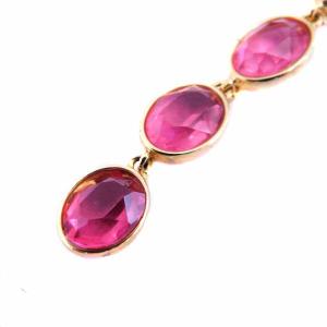 SWAROVSKI イヤリング 5連 クリスタル イエローゴールド色 ピンク