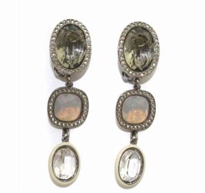 SWAROVSKI イヤリング 3粒ストーン クリスタル ジュエリー シルバーカラー 緑 グリーン