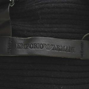 EMPORIO ARMANI スヌード ネックウォーマー マフラー ベルトデザイン レザー ニット ウール 黒 ブラック