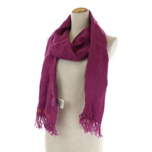 ETRO ストール フリンジ ロゴ 麻 リネン 紫 パープル