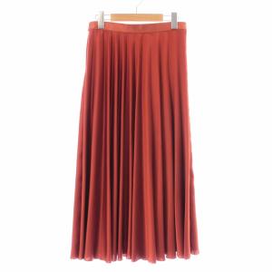ANAYI 21SS サテンフレアプリーツスカート ロング ミモレ 38 M オレンジ 10212711400
