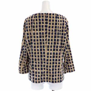 Leilian セットアップ 上下 カットソー 七分袖 タイトスカート ひざ丈 総柄 大きいサイズ 13+ XL 茶 ブラウン