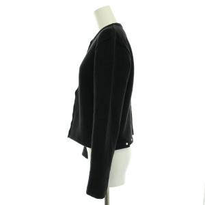 agnes b. プレッション カーディガン クルーネック 長袖 裏起毛 1 S 黒 ブラック